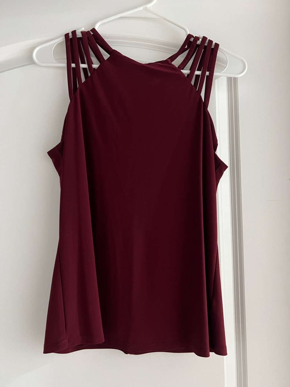 Women's AUW Strappy Burgundy Tank Top Size Small